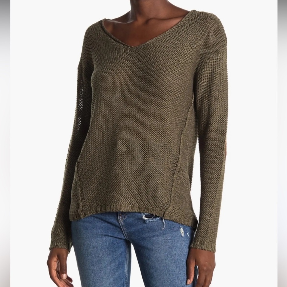RDI Open Stitch Patchwork Elbow Sweater